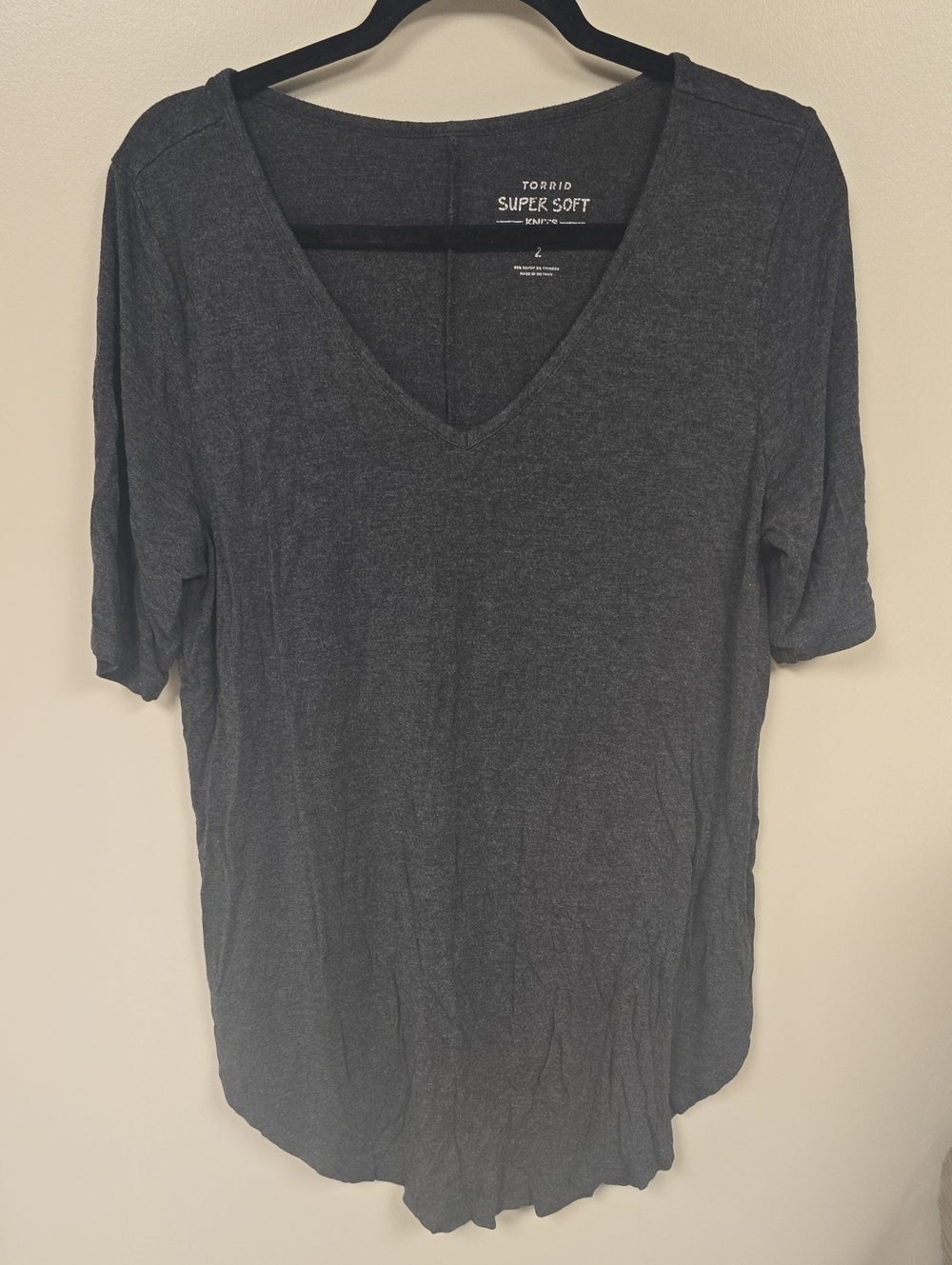 torrid Dark Charcoal V-Neck Short Sleeve Tee